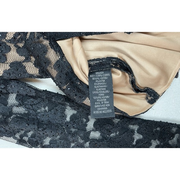 JS BOUTIQUE Lace Overlay Blouse M Sequins Faux-Wrap Mesh Top Evening Romantic - Picture 11 of 14